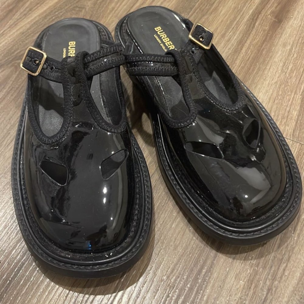 Burberry Patent Leather Mules